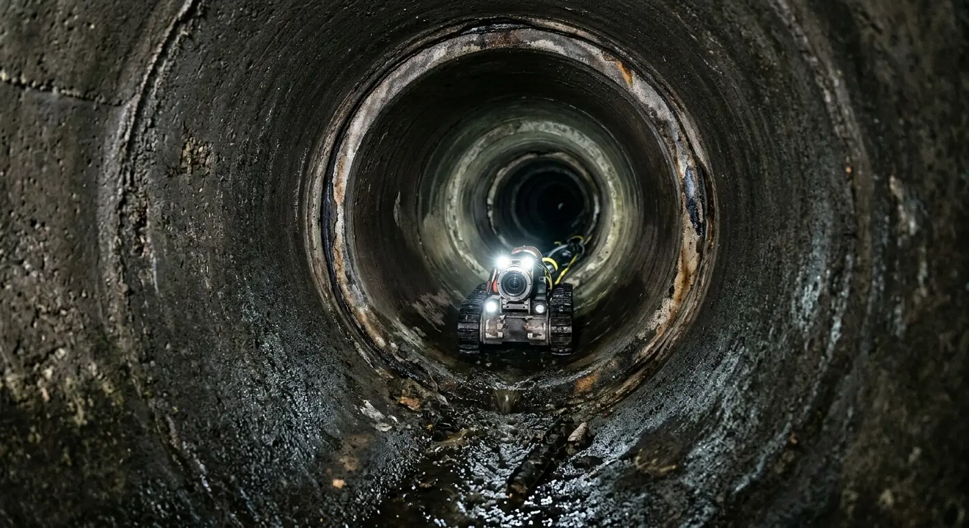 Robotic sewer camera inspecting pipe interior for Sewer Line Repair in St. Ann
